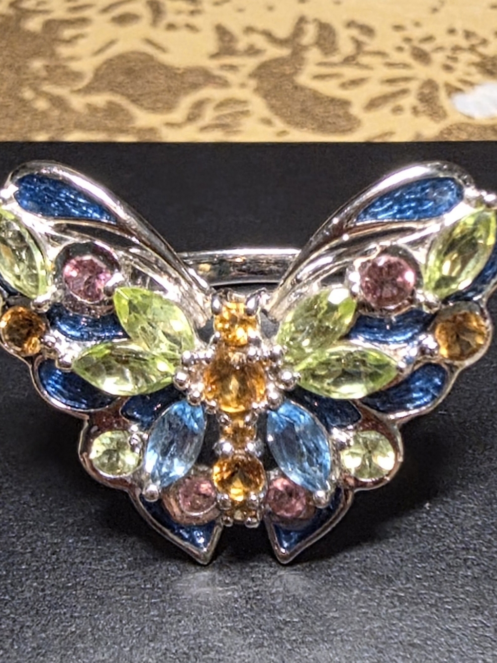 Multicolor Butterfly Cocktail Ring - Women's Jewelry - Size 7
